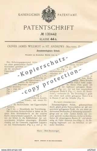 original Patent - Oliver James Willmot , St. Andrews , Malvern , England , 1901 , Zusammenlegbare Schale | Aschenbecher