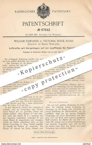 original Patent - William Edwards , Victoria Dock Road , Essex , England , 1892 , Fahrrad - Luftreifen | Reifen | Rad