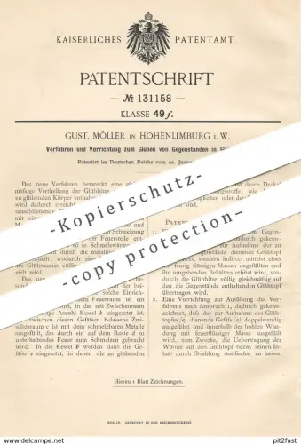 original Patent - Gust. Möller , Hohenlimburg , 1901 , Glühen von Gegenständen im Glühtopf | Metall , Eisen , Stahl !!!