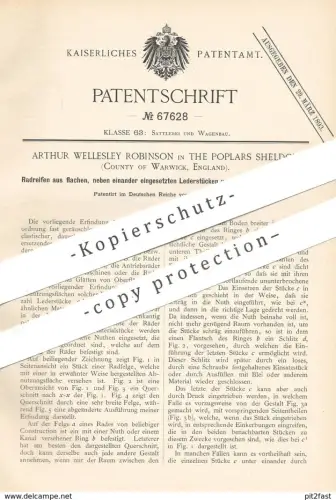 original Patent - Arthur Wellesley Robinson in The Poplars Sheldon , Warwick , England , 1892 , Radreifen | Rad - Reifen