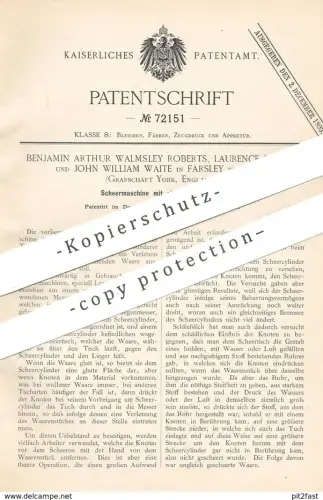 original Patent - Benjamin Arthur Walmsley Roberts , Laurence Walker , John W. Waite , Farsley / Leeds | Scheermaschine