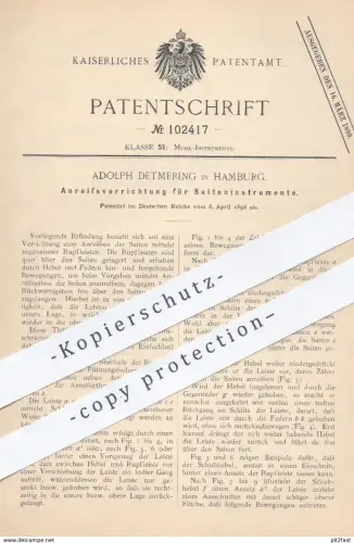 original Patent - Adolph Detmering , Hamburg , 1898 , Anreißvorrichtung für Saiteninstrumente | Musikinstrument , Musik