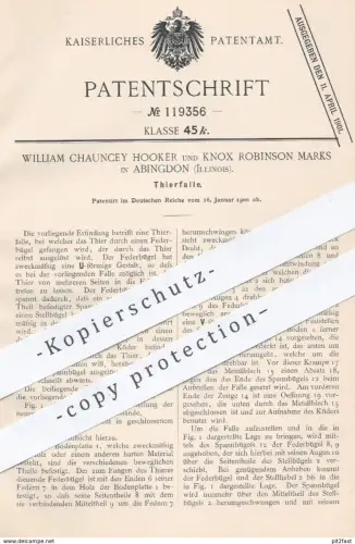 original Patent - William Chauncey Hooker , Knox Robinson Marks , Abingdon , Illinois USA , 1900 , Tier - Falle | Jäger