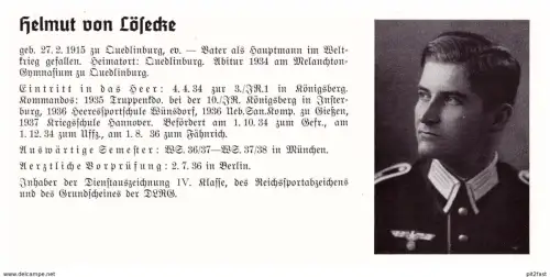 Personalkarte Wehrmacht - Helmut von Lösecke in Quedlinburg und Ummo Lübben in Bremerhaven , NSDAP , Arzt !!!