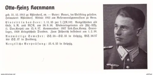 Personalkarte Wehrmacht - Otto Kornmann in Ahlendorf und Heinrich Kratz in Wintershagen , Crossen , Gera , NSDAP , Arzt