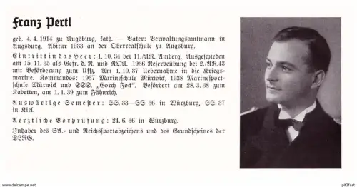 Personalkarte Wehrmacht - Franz Pertl in Augsburg und Hans Pfeiffer in Bremen , NSDAP , Arzt !!!