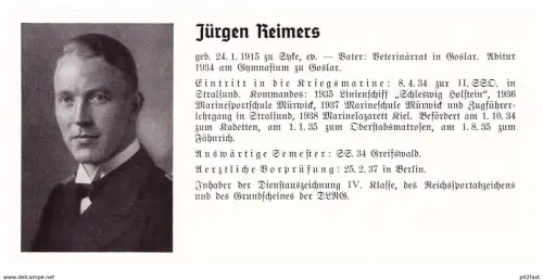 Personalkarte Wehrmacht - Jürgen Reimers in Syke und Max Prillwitz in Berlin-Dahlem , Goslar , Essen , NSDAP , Arzt !!!