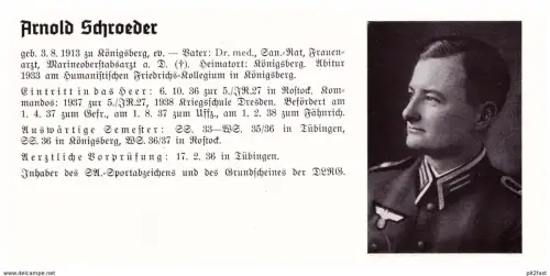 Personalkarte Wehrmacht - Arnold Schroeder in Königsberg und H.-J. Schulte in Erfurt , Braunschweig  , NSDAP , Arzt !!!