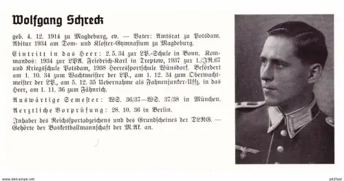 Personalkarte Wehrmacht - Wolfgang Schreck in Magdeburg und Hors Schröter in Berlin , Potsdam , NSDAP , Arzt !!!