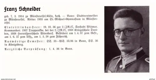 Personalkarte Wehrmacht - Franz Schneider in Münstereifel und Rolf Schröder in Eutin , Berlin , Köln , NSDAP , Arzt !!!