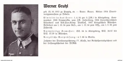 Personalkarte Wehrmacht - Werner Gruhl in Poppitz und Hans Glaser in Passau , Döbeln , Hannover , NSDAP , Arzt !!!