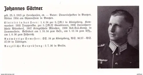 Personalkarte Wehrmacht - J. Gärtner in Hornhausen und Rolf Giese in Erfurt , Neiße , Duisburg , Bautzen NSDAP , Arzt !!