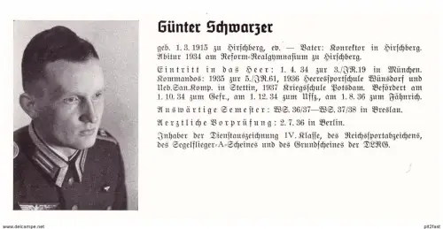 Personalkarte Wehrmacht - Günter Schwarzer in Hirschberg und W. Schulze in Erxleben , Neuhaldensleben , NSDAP , Arzt !!!