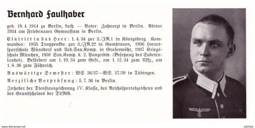 Personalkarte Wehrmacht - Bernhard Faulhaber in Berlin und Karl Fischer in Passau , Obermenzing-München NSDAP , Arzt !!