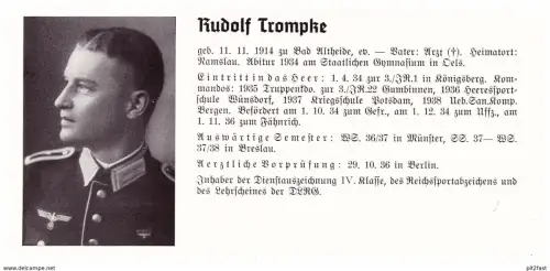Personalkarte Wehrmacht - Rudolf Trompke in Namslau und H. Thormann in Neuenhagen , Wernigerode , Altheide  NSDAP , Arzt