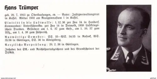 Personalkarte Wehrmacht - Hans Trümper / Oberkaufungen und Gerhard Voigt / Neudietendorf , Kassel , Erfurt  NSDAP , Arzt