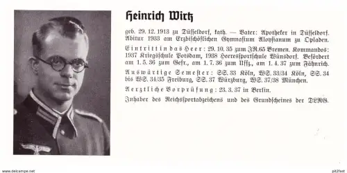 Personalkarte Wehrmacht - Friedrich Wirtz in Opladen und Friedrich Wetzel in Allershausen , München , NSDAP , Arzt !!!