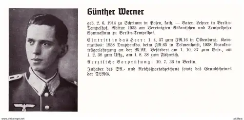 Personalkarte Wehrmacht - Günther Werner in Schrimm und Gerhard Weiß / Neumünster , Hannover , Berlin , NSDAP , Arzt !!!