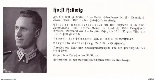 Personalkarte Wehrmacht - Ludwig Heberer in Weinheim und Horst Hellwig in Kyritz , Berlin , Greifswald  NSDAP , Arzt !!!