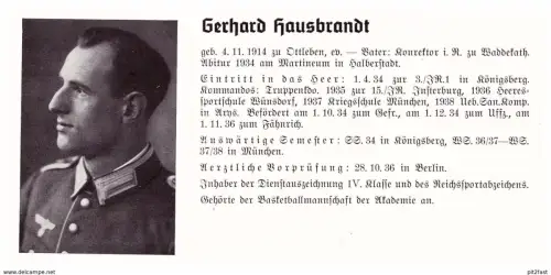 Personalkarte Wehrmacht - Gerhard Hausbrandt / Ottleben und O.E. Haisch / Konstanz , Waddekath / Diesdorf  , NSDAP Arzt