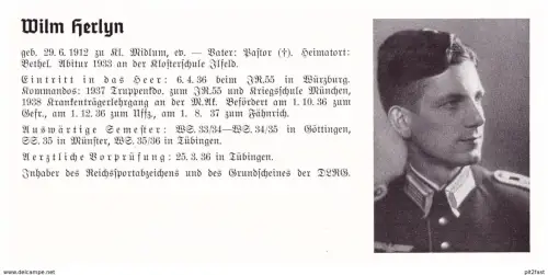 Personalkarte Wehrmacht - Wilm Herlyn / Bethel , Midlum und Kurt Heuring / Mellrichstadt , Würzburg , NSDAP , Arzt !!!
