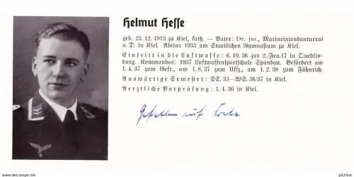 Personalkarte Wehrmacht - Helmut Hesse / Kiel und Dieter Herbig / Kiel , Bergedorf , Plön , NSDAP , Arzt !!!