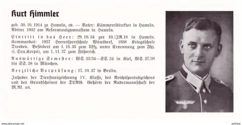 Personalkarte Wehrmacht - Kurt Himmler in Hameln und Theodor Hütten in Köln , NSDAP , Arzt !!!