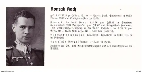 Personalkarte Wehrmacht - Konrad Koch in Halle und Heinrich Keller in Freiburg , NSDAP , Arzt !!!