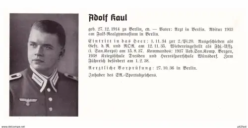 Personalkarte Wehrmacht - Adolf Kaul / Berlin und Paul-Wilhelm Kaiser / Schneidemühl , Halle , NSDAP , Arzt !!!