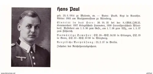 Personalkarte Wehrmacht - Hans Paul / Malente und Hans Oßenbach / Münster , Arendsee , Münster , Arzt !!!