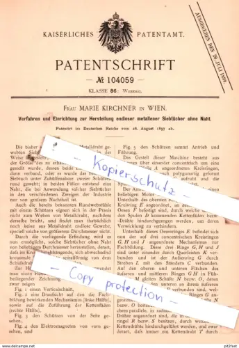 original Patent - Frau Marie Kirchner in Wien , 1897 , Weberei !!!