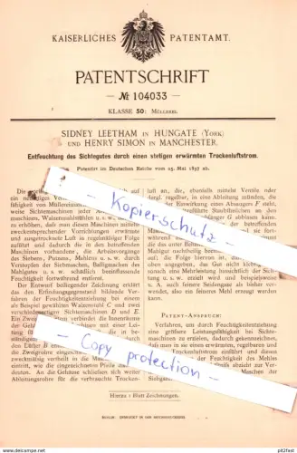 original Patent - Sidney Leetham in Hungate und Henry Simon in Manchester , 1897 , Müllerei !!!