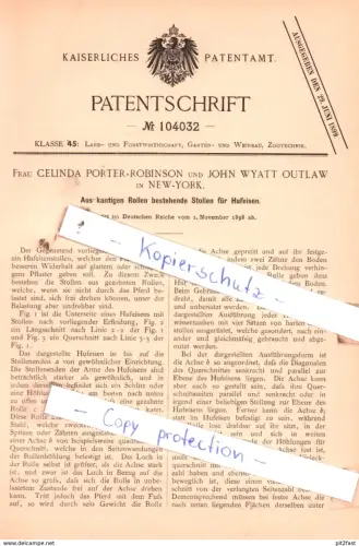original Patent - Fr. Celinda Porter-Robinson und John Wyatt Outlaw in New-York , 1898 , Land- und Forstwirtschaft !!!