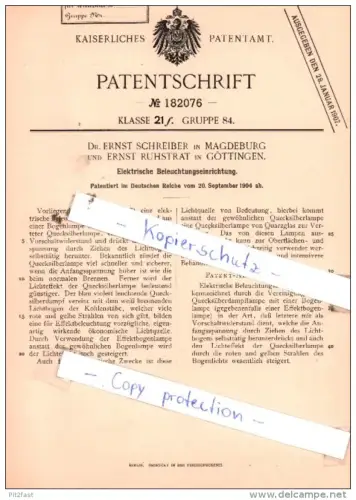 Original Patent  -  Dr. Ernst Schreiber in Magdeburg und Ernst Ruhstrat in Göttingen , 1904 , !!!