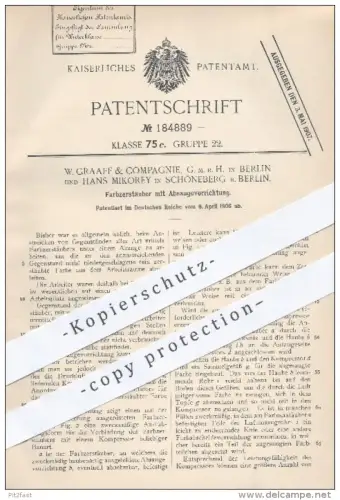 original Patent - W. Graaff & Compagnie GmbH , Berlin / H. Mikorey , Schöneberg , 1906 , Farbzerstäuber mit Absaugung !!