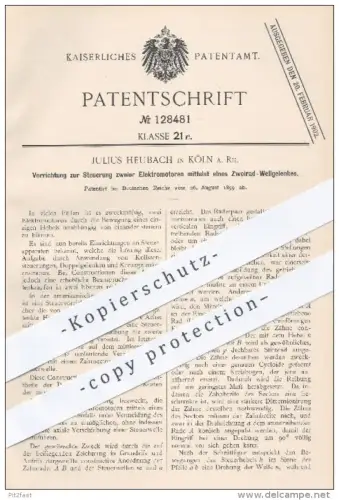 original Patent - J. Heubach , Köln / Rhein , 1899 , Steuerung zweier Elektromotoren mittels eines Zweirad Wellgelenkes
