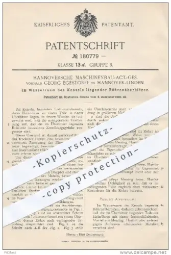 original Patent - Maschinenbau AG  G. Egestorff , Hannover 1905 , Röhrenüberhitzer im Wasserraum vom Kessel , Lokomotive