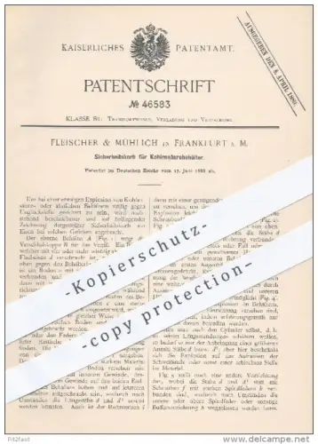 original Patent - Fleischer & Mühlich , Frankfurt / Main , 1888 , Sicherheitskorb für Kohlensäurebehälter , Kohlensäure