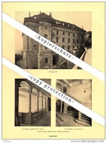 Photographien / Ansichten , 1925 , Lausanne , Ancien Hospital , Hotel , Pavillon , Prospekt , Architektur , Fotos !!!