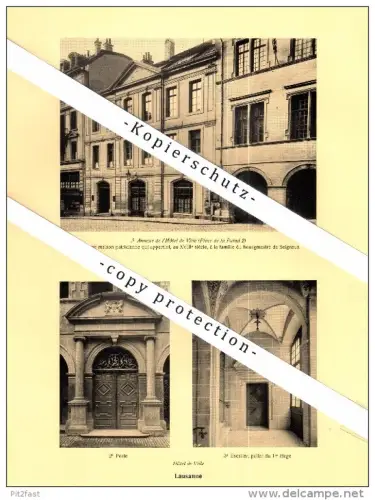 Photographien / Ansichten , 1925 , Lausanne , Hotel de Ville , Pavillon , Prospekt , Architektur , Fotos !!!