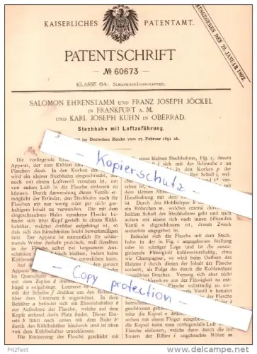 Original Patent - Salomon Ehrenstamm und Franz Joseph Jöckel in Frankfurt a. M. , 1891 , J. Kuhn in Oberrad !!!