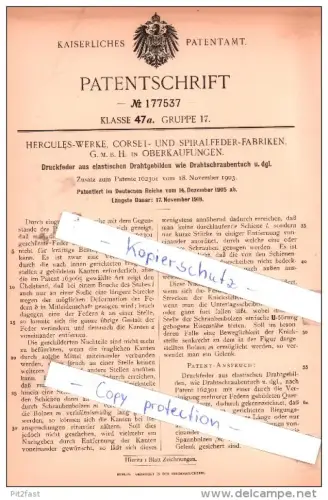 Original Patent - Hercules-Werke, Corset- und Spiralfeder-Fabriken G.m.b.H. in Oberkaufungen , 1905 ,!!!