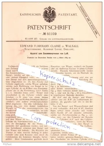 Original Patent - E. Fuhrmann Clarke in Walsall , Staffordshire , Albridge Lodge , England , 1889 , !!!