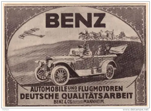 original Werbung - 1916 -  Benz & Cie. , Mannheim , Flugmotoren , Automobile !!!