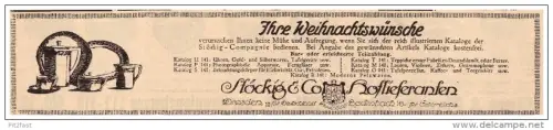 original Werbung - 1916 - Stöckig & Co , Hoflieferant in Bodenbach i.B. , Porzellan , Geschirr , Aalen !!!