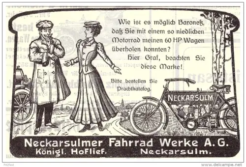 original Werbung - 1907 - NSU , Motorrad , Neckarsulm , moto , Motorräder !!!