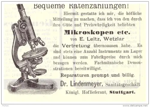 original Werbung - 1907 , Mikroskop von E. Leitz in Wetzlar , Kur , Arzt , Krankenhaus !!