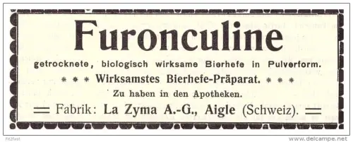 original Werbung - 1907 - La Zyma AG in Aigle , Schweiz , Bierhefe , Kur , Arzt , Krankenhaus !!