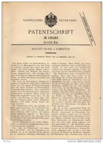 Original Patentschrift - A. Stock in Elberfeld , 1900 , Former für Taille , Taillenformer , Wuppertal , Korsett , Corset