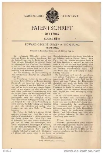 Original Patentschrift - E. Kuber in Würzburg , 1899, Thürbuffer , Tür , Tischler !!!